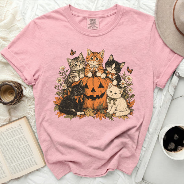Pumpkin Kittens Tee in Blossom