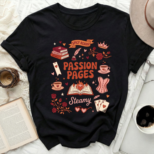 Spicy Reads Passion Pages Tee in Black