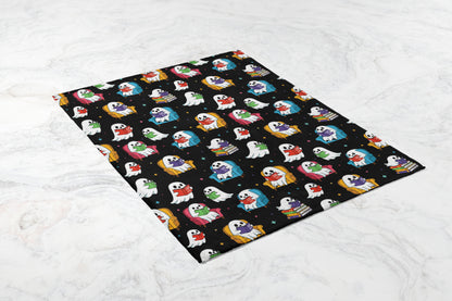 Colorful Ghost Patterned Bedspread Halloween Blanket