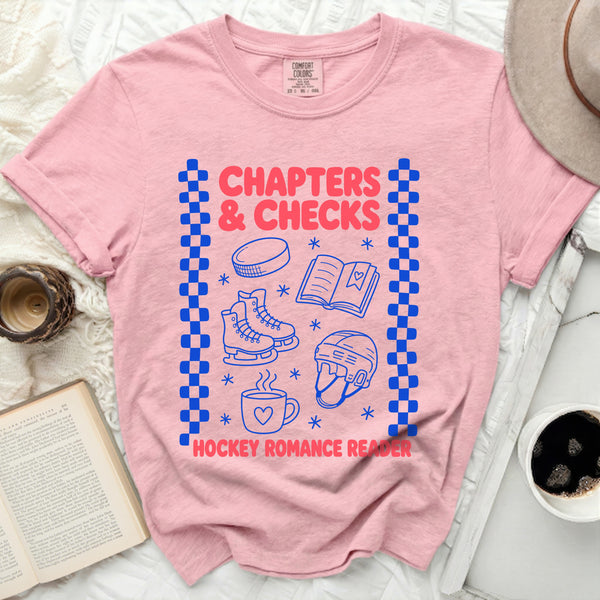 Chapters & Checks Hockey Tee in Blossom