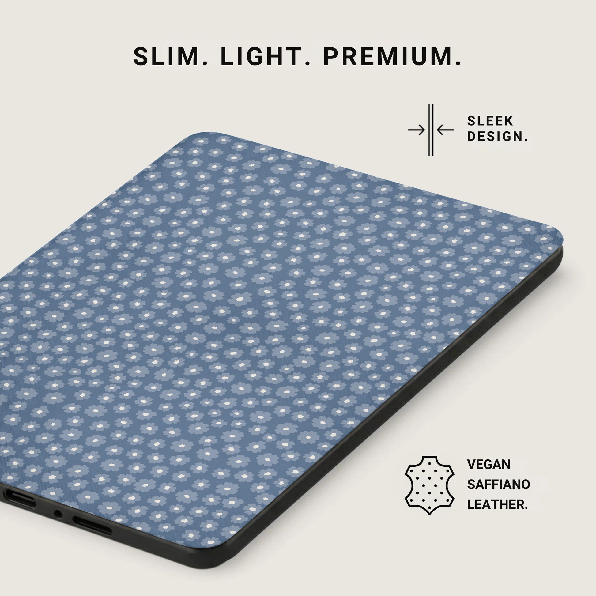 Floral Design Slim Light Premium Sleek Saffiano Leather Case