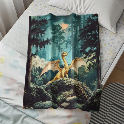 Enchanting Forest Dragon Scene Ultra Soft Blanket