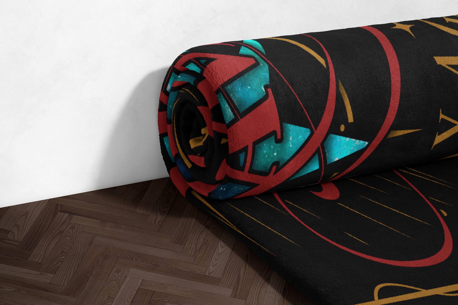 Colorful Geometric Patterned Rolled Rug product