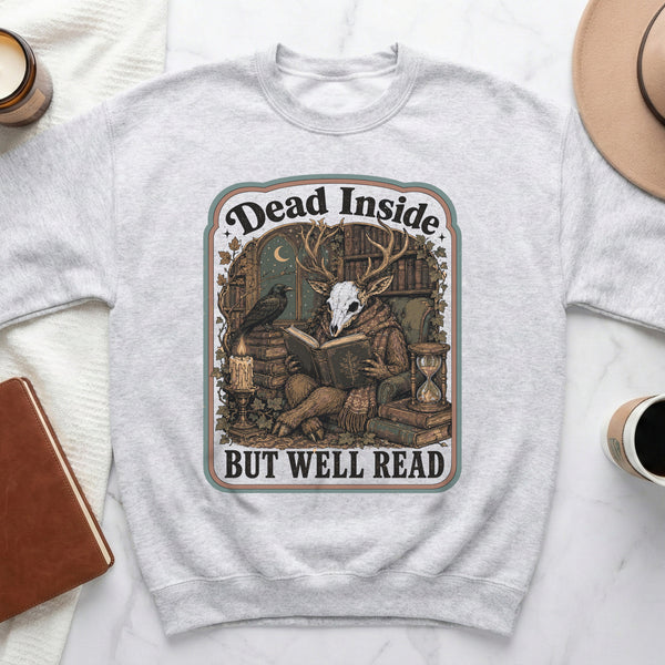 Dead Inside But Well Read Sweatshirt in Ash