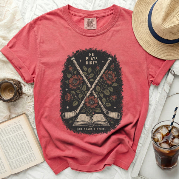 Dirty Reads Hockey Tee in Watermelon