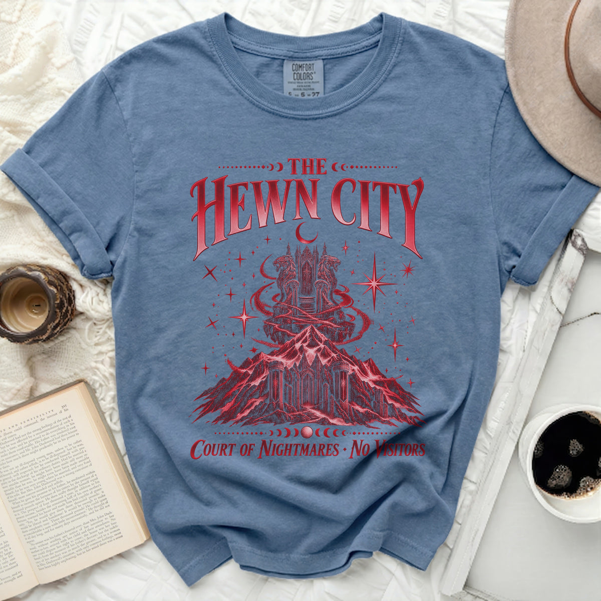 The Hewn City Court of Nightmares graphic t-shirt.