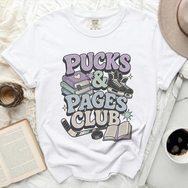 Pucks & Pages Club Retro Tee in White