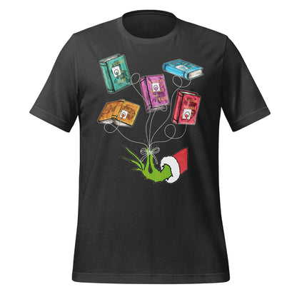 Grinch Holding Colorful Books Graphic T-shirt