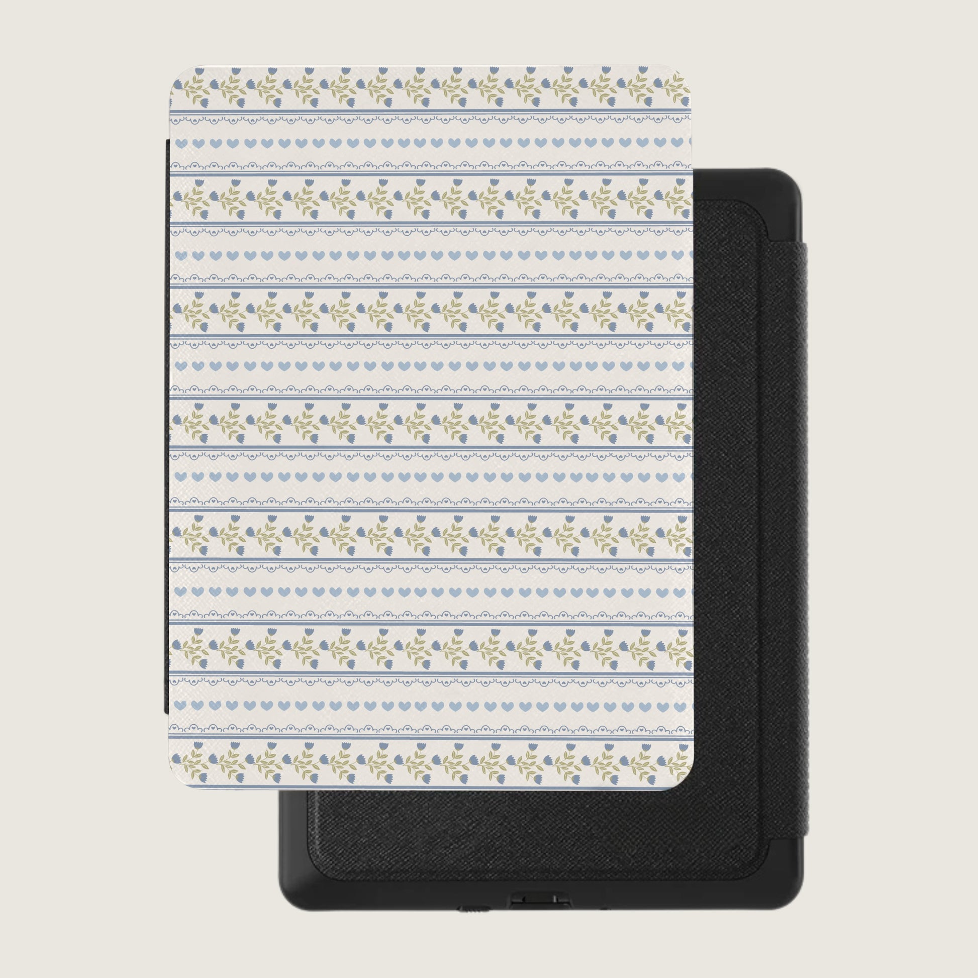 Elegant Floral and Stripe Pattern Kindle Cover