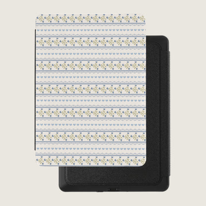 Elegant Floral and Stripe Pattern Kindle Cover
