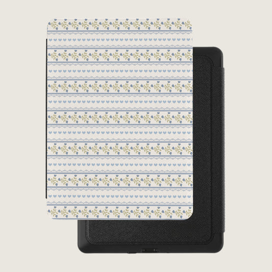 Elegant Floral and Stripe Pattern Kindle Cover