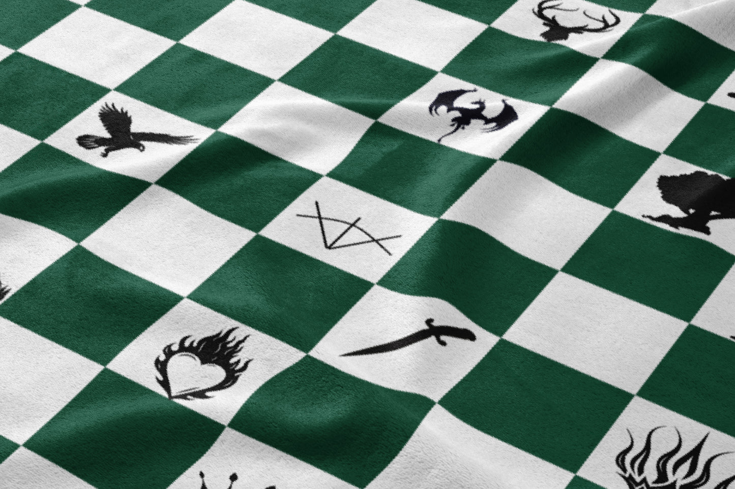 Checkerboard Pattern Blanket with Various Symbols