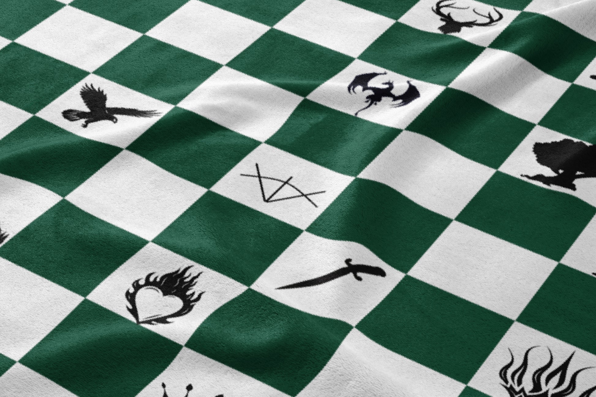 Checkerboard Pattern Blanket with Various Symbols
