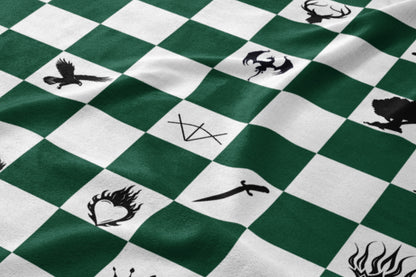 Checkerboard Pattern Blanket with Various Symbols