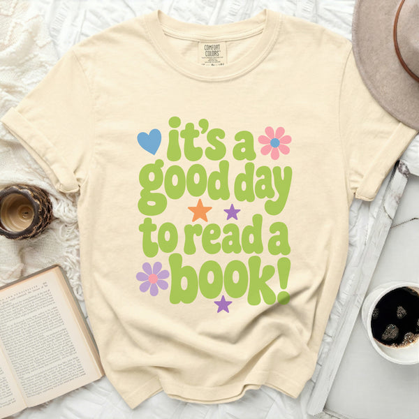 Good Day to Read" Whimsical Tee in Ivory