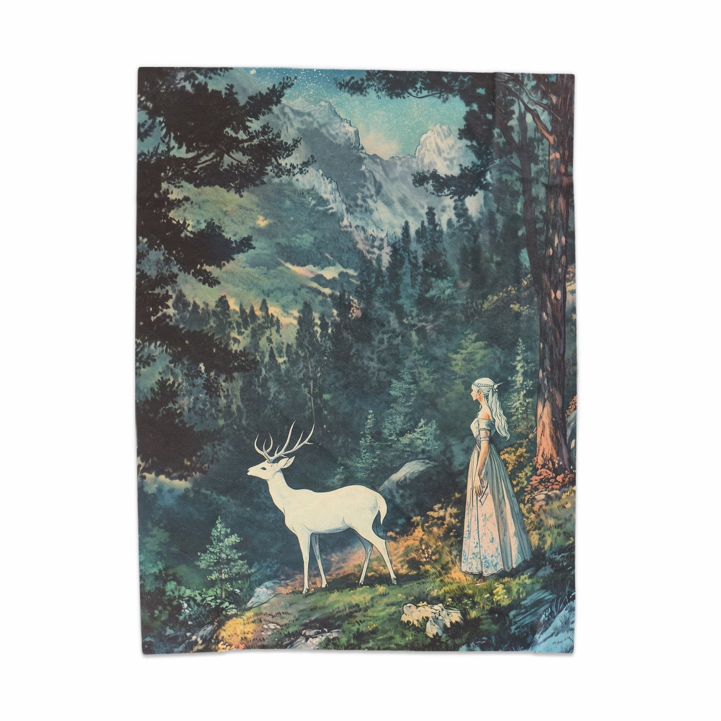 Enchanting Forest Scene with Deer Wall Tapestry