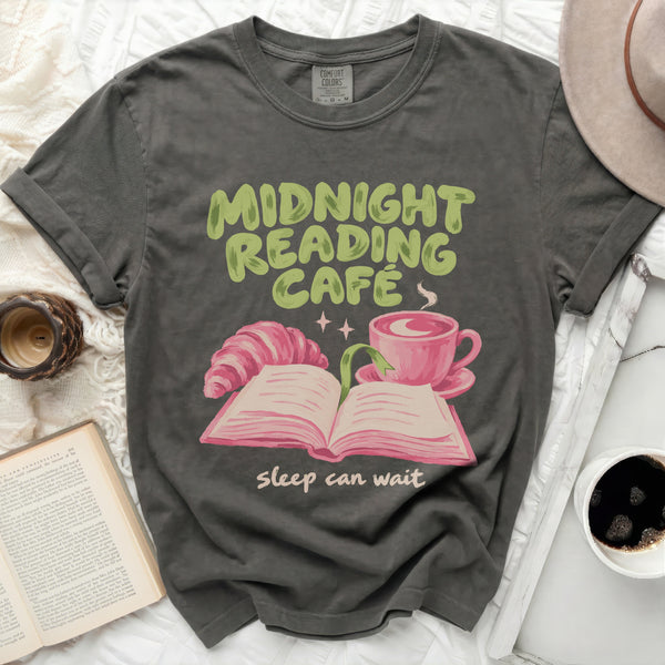 Midnight Reading Cafe Tee in Pepper