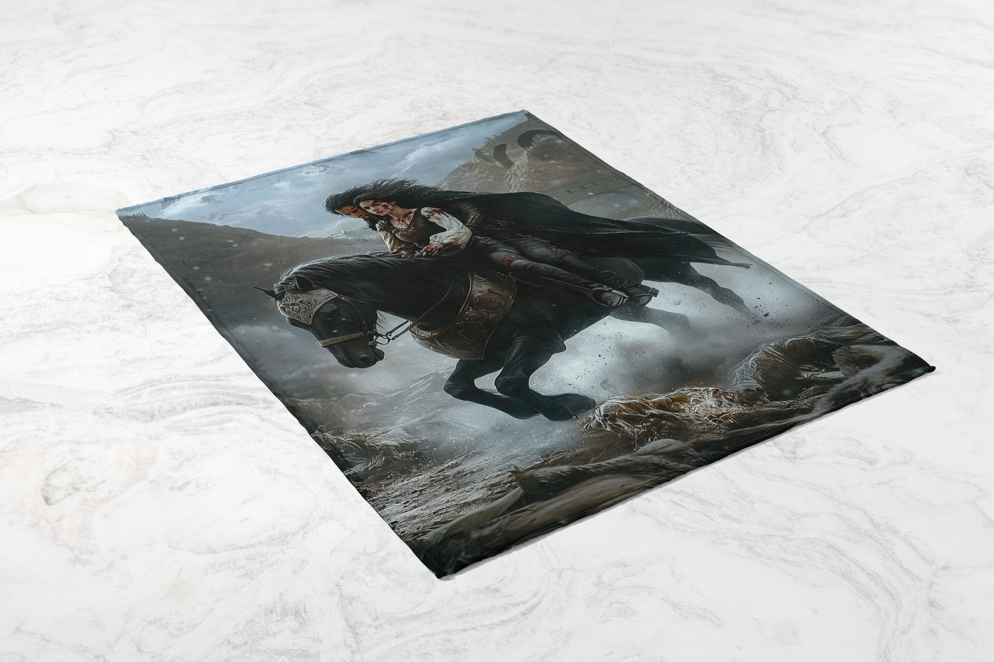 Pirate on Horseback in Stormy Weather Print