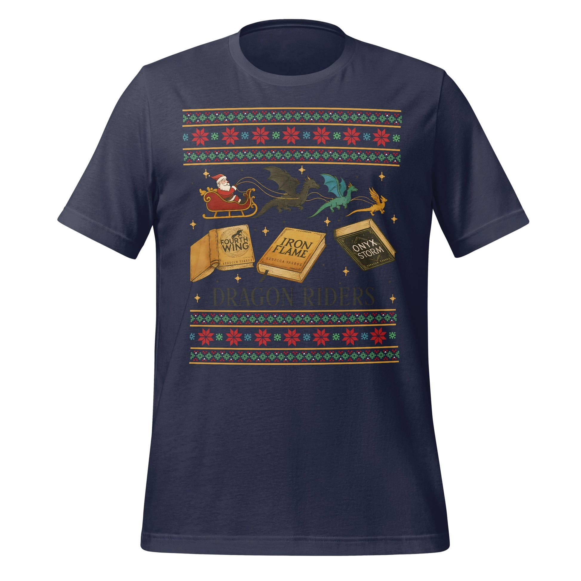 Festive Dragon Riders Graphic Design T-Shirt