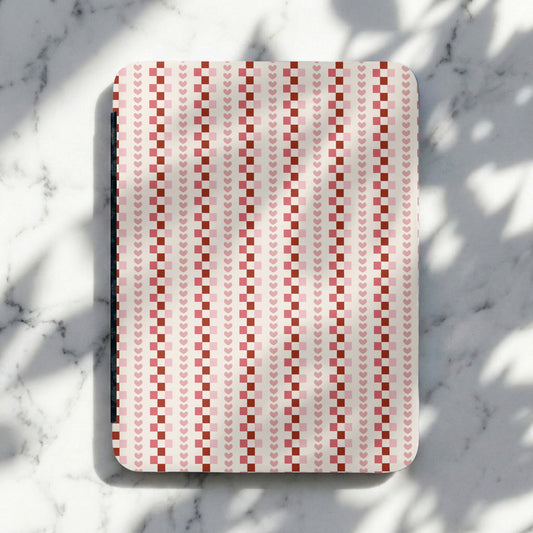Geometric Hearts Chic Checkered Pink White Cutting Board