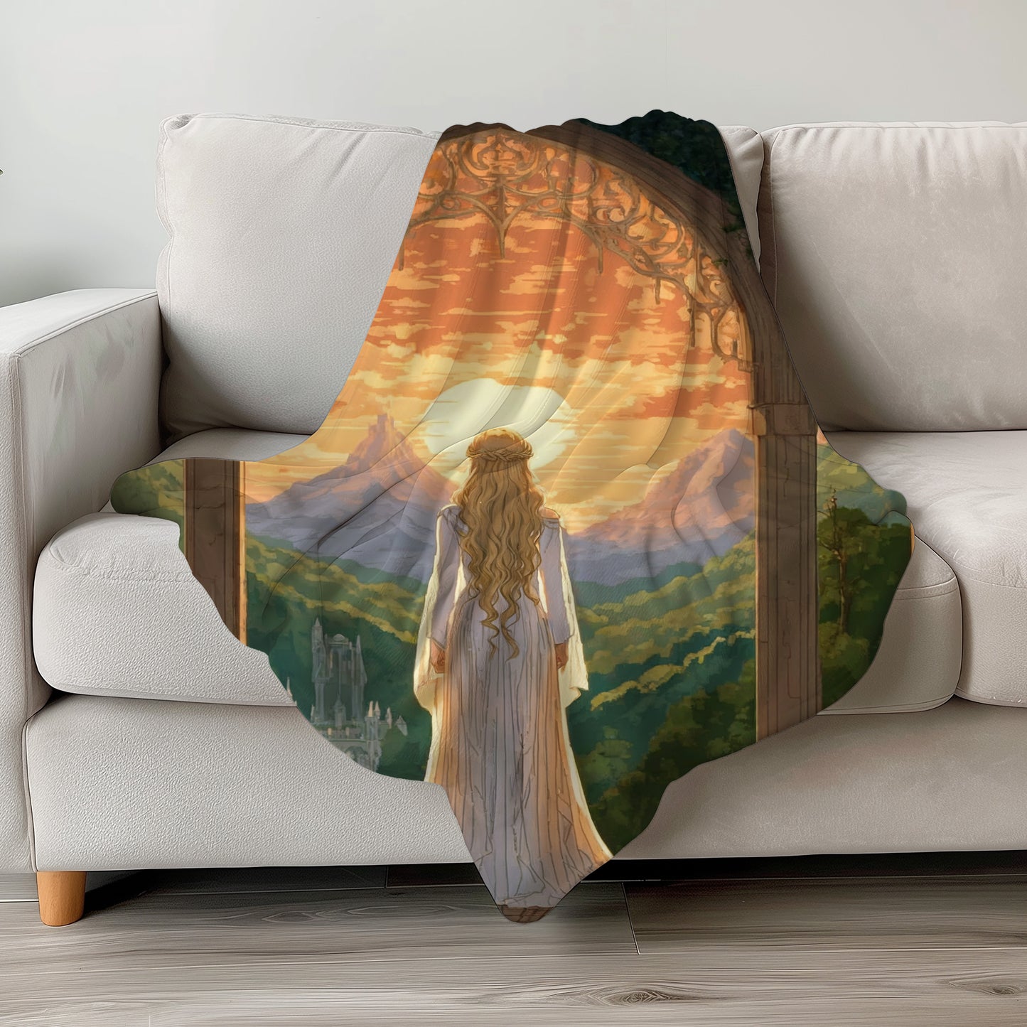 Woman Gazing at Sunset Tapestry Excellent Wall Decor