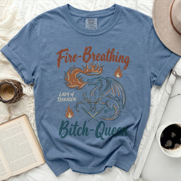 Fire-Breathing BQ Tee in Blue Jean