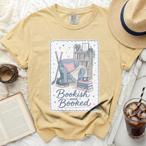 Bookish & Booked Hockey Reader Tee in Butter