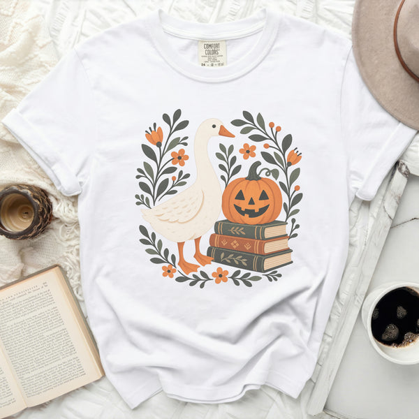 Cozy Autumn Goose Tee in White