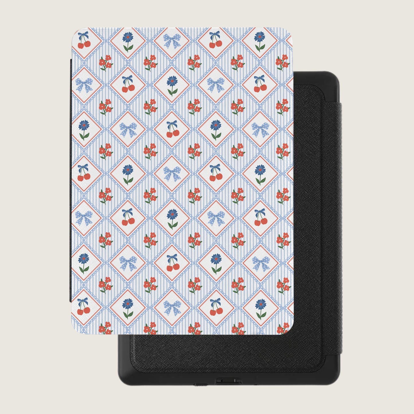 Colorful Floral and Cherry Pattern Tablet Cover