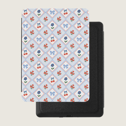 Colorful Floral and Cherry Pattern Tablet Cover