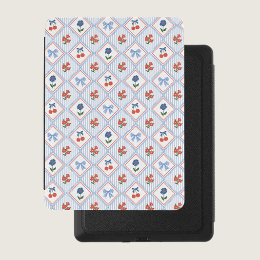 Colorful Floral and Cherry Pattern Tablet Cover