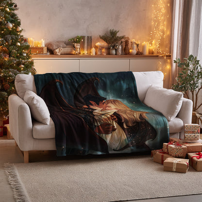 Enchanting Couple Wrapped in Magical Embrace Blanket