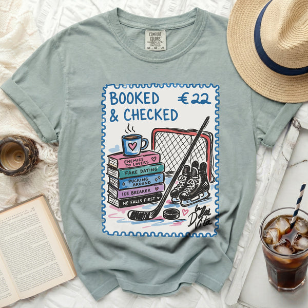 Booked & Checked Hockey Romance Tee in Bay
