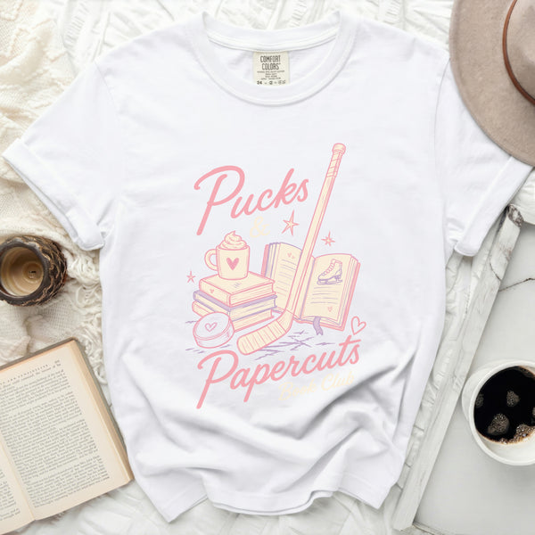 Pucks & Papercuts Book Club Tee in White