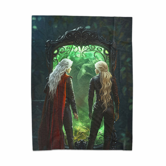 Enchanted Mirror with Characters Fantasy Art Blanket