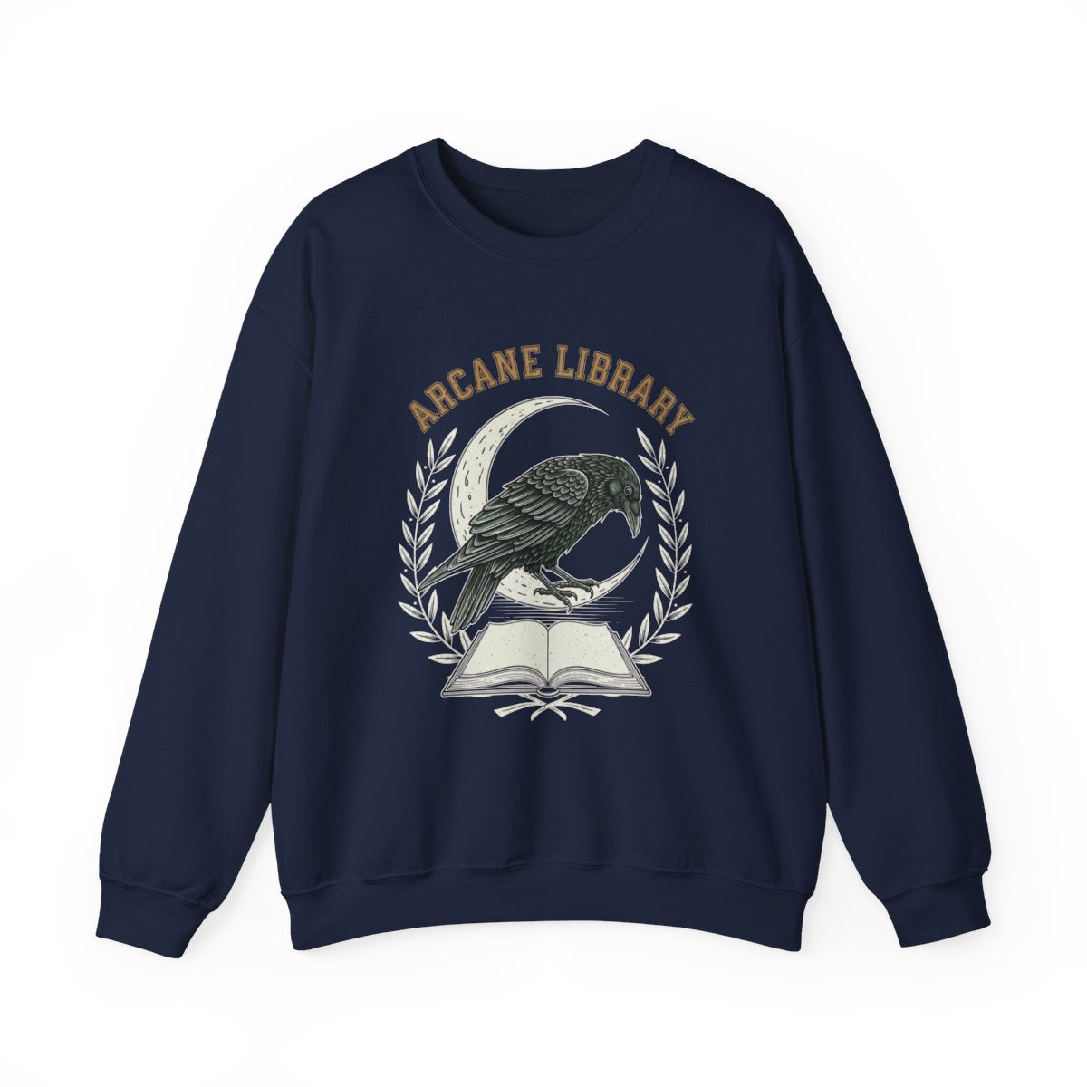 Arcane Library Raven and Book Graphic Sweatshirt