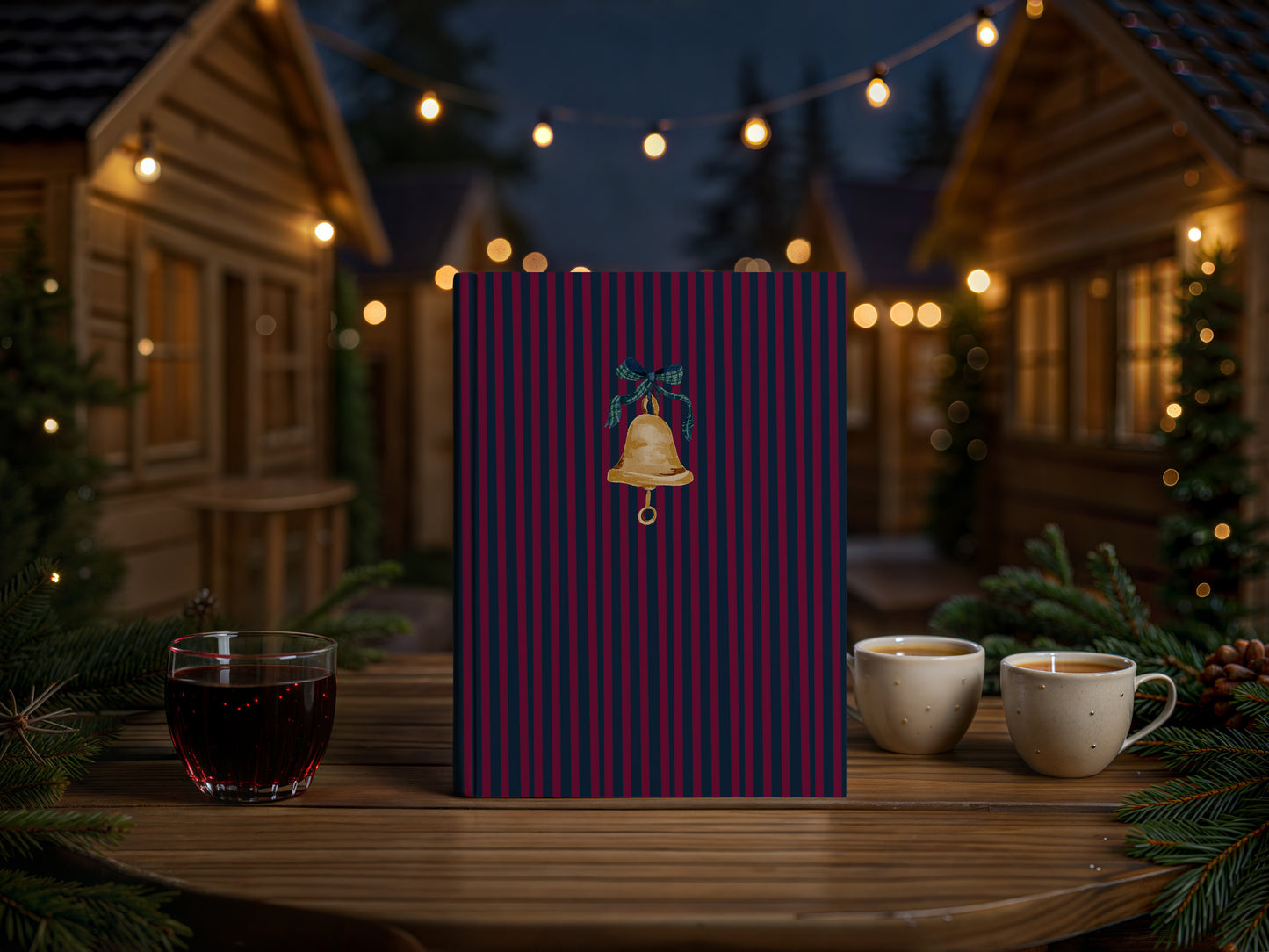 Festive Bell and Stripe Design Holiday Decor Item