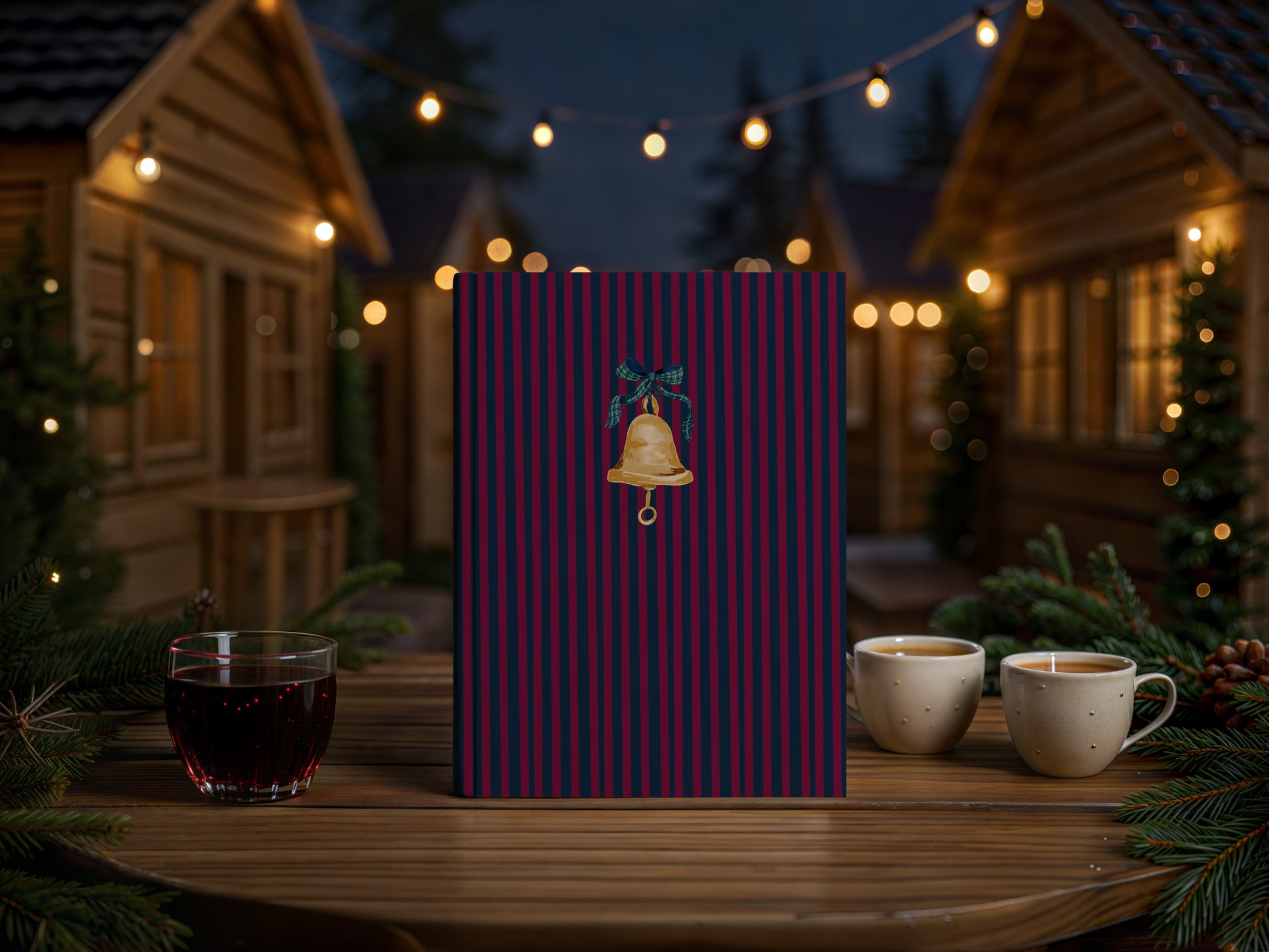 Festive Bell and Stripe Design Holiday Decor Item