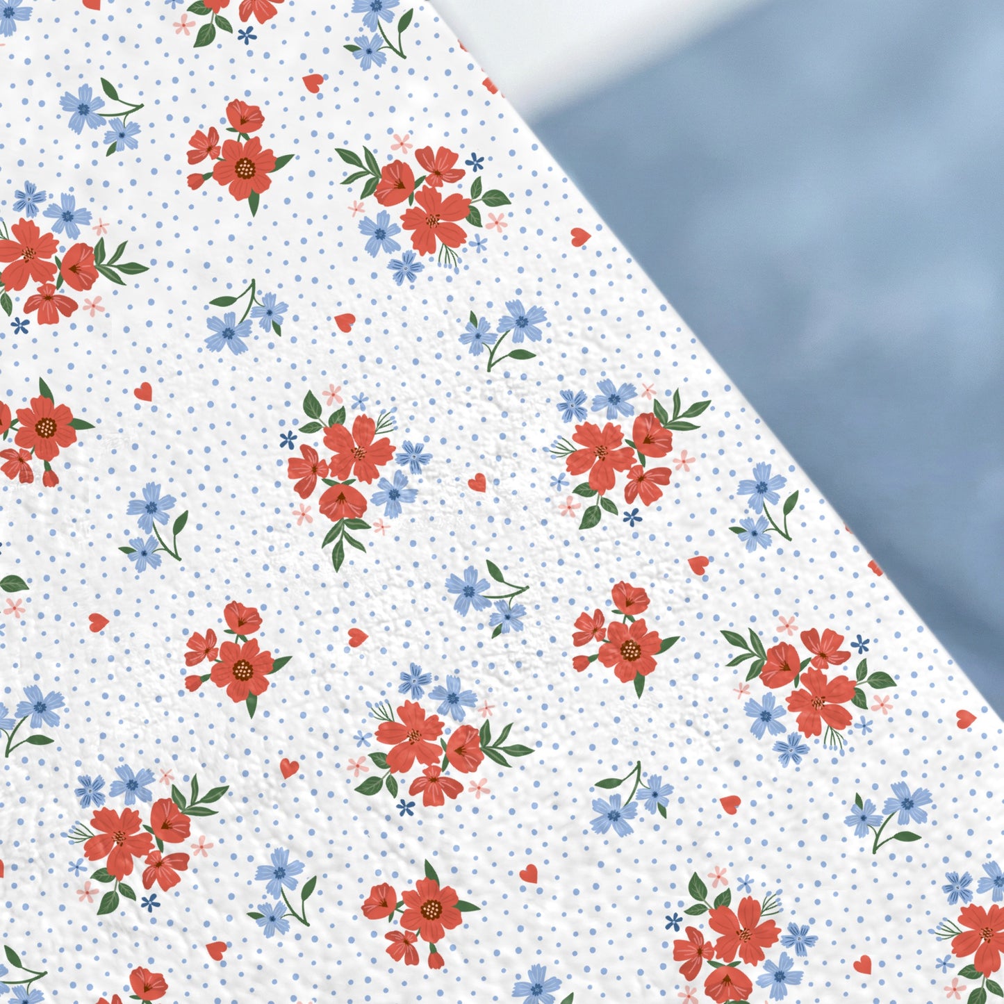 Red and Blue Floral with Polka Dots Patterned Paper