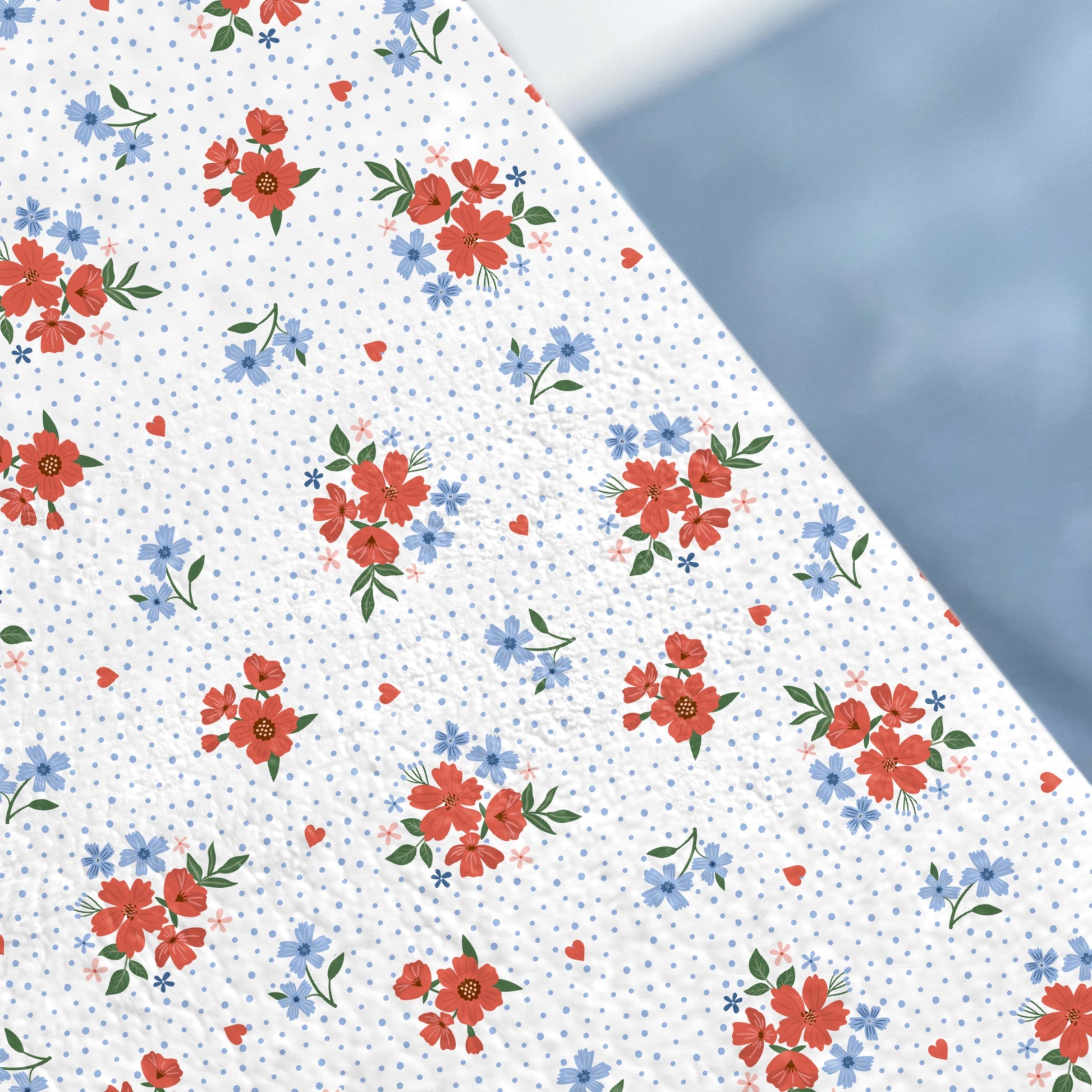 Red and Blue Floral with Polka Dots Patterned Paper