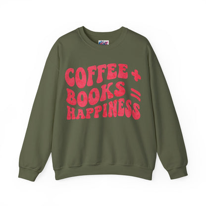"Coffee + Books = Happiness" Sweatshirt - MagicMerchEmporium