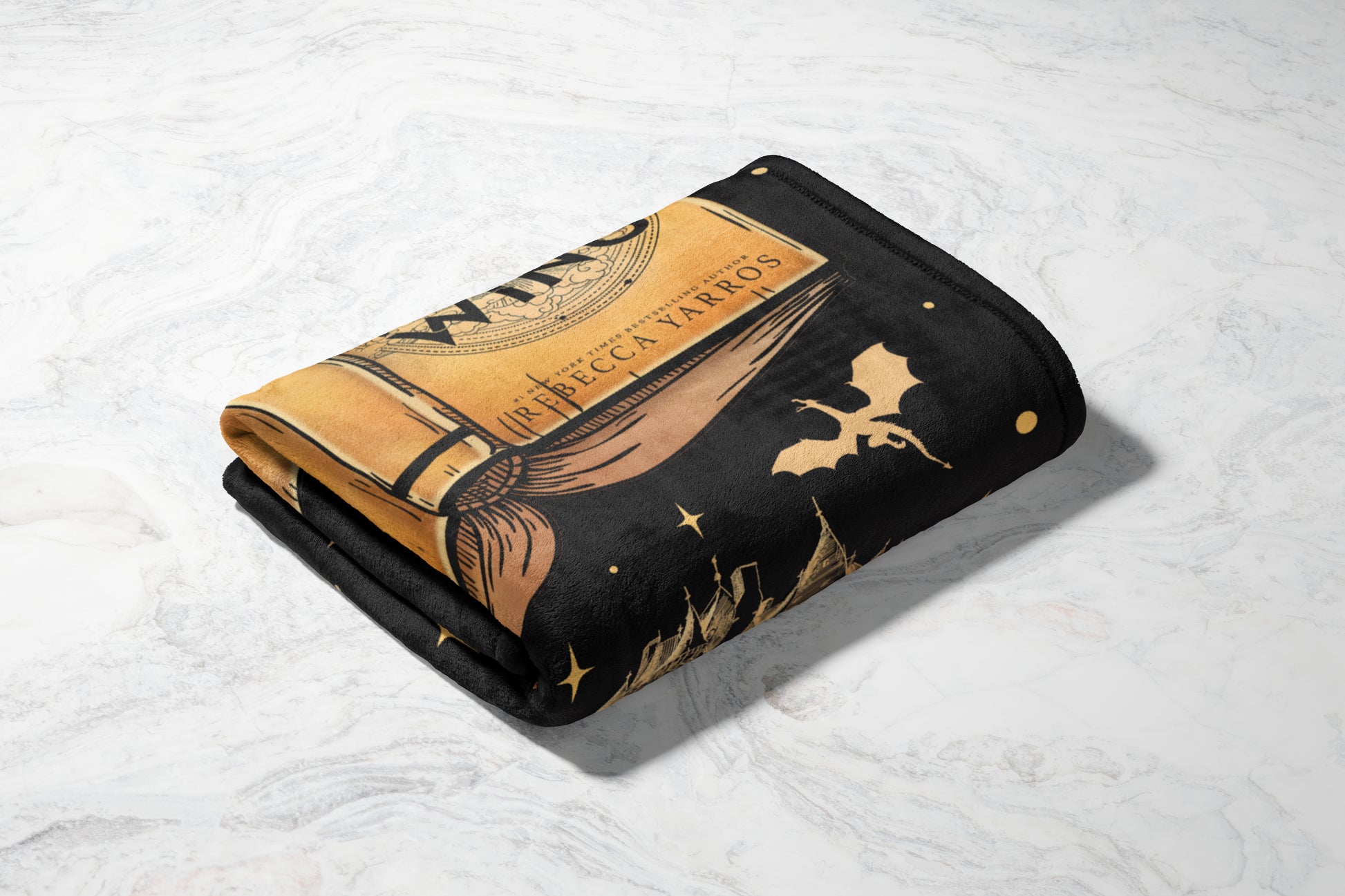 Witch Theme Throw with Book and Bat Design