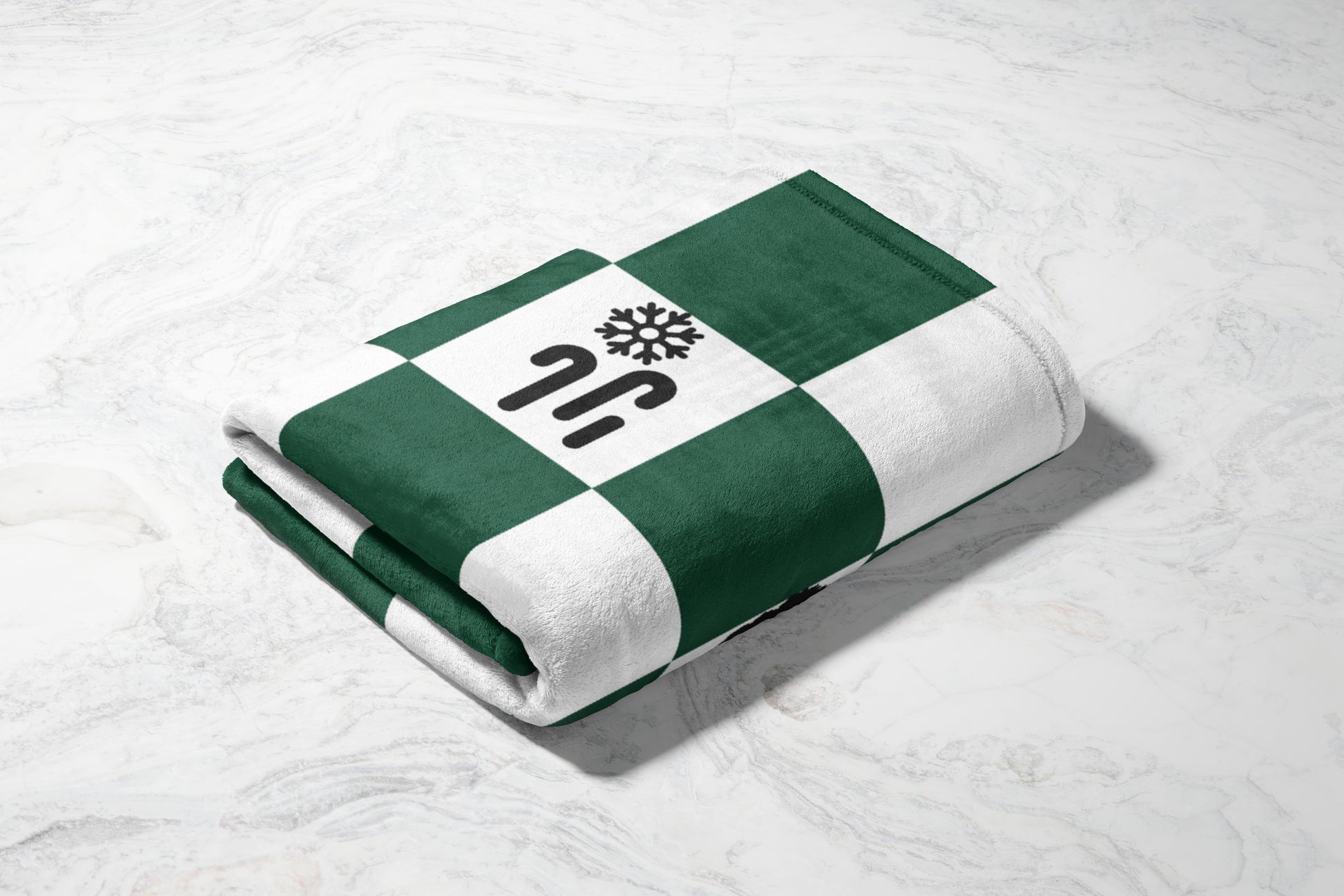 Green and White Checkered Blanket with Unique Art Blanket
