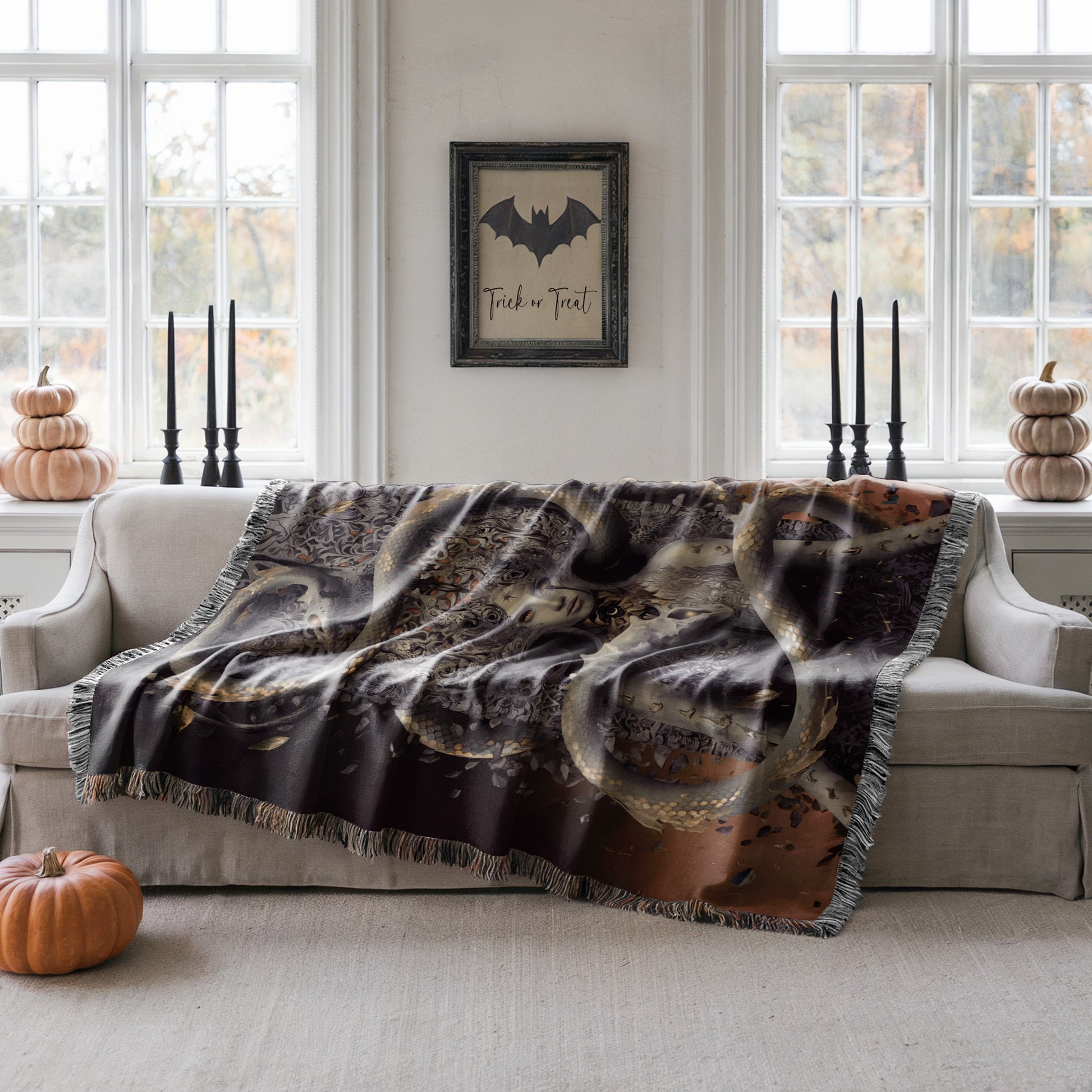 Dark House of Flame and Shadow Woven Blanket - MagicMerchEmporium