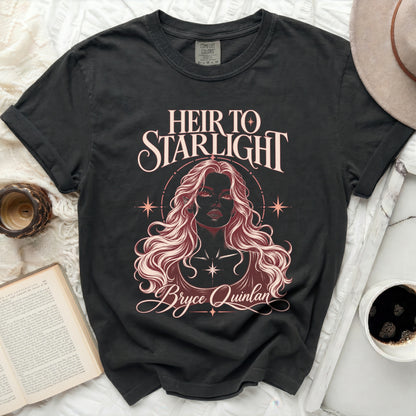 Dark t-shirt with "Heir to Starlight" and "Bryce Quinlan" graphic.
