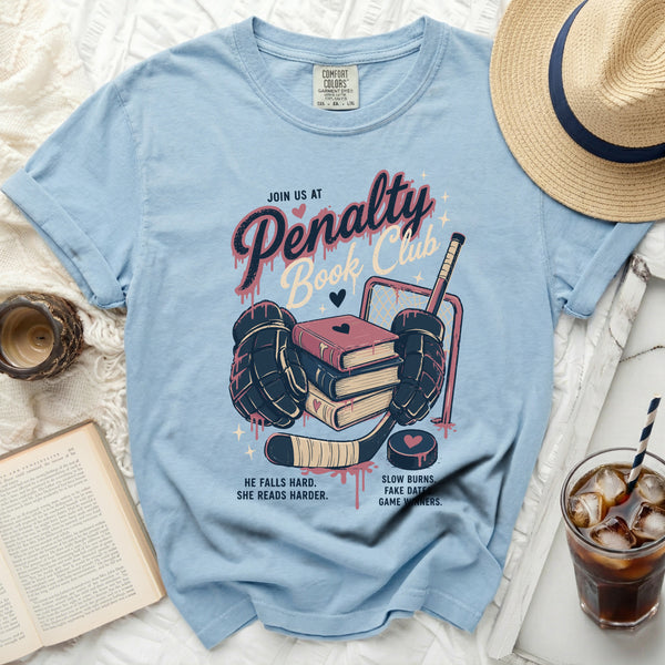 Penalty Book Club Hockey Tee in Chambray