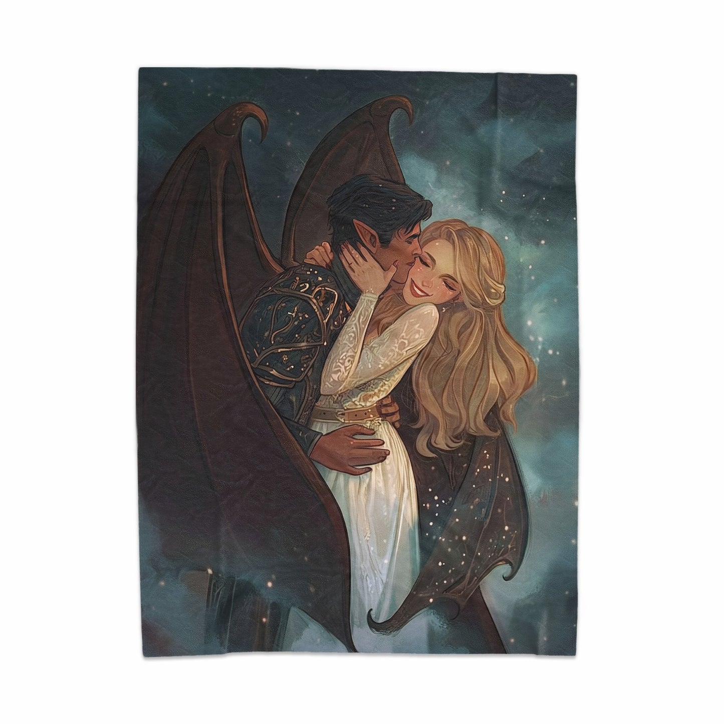 Fantasy Couple Embracing with Wings Wall Art Decor