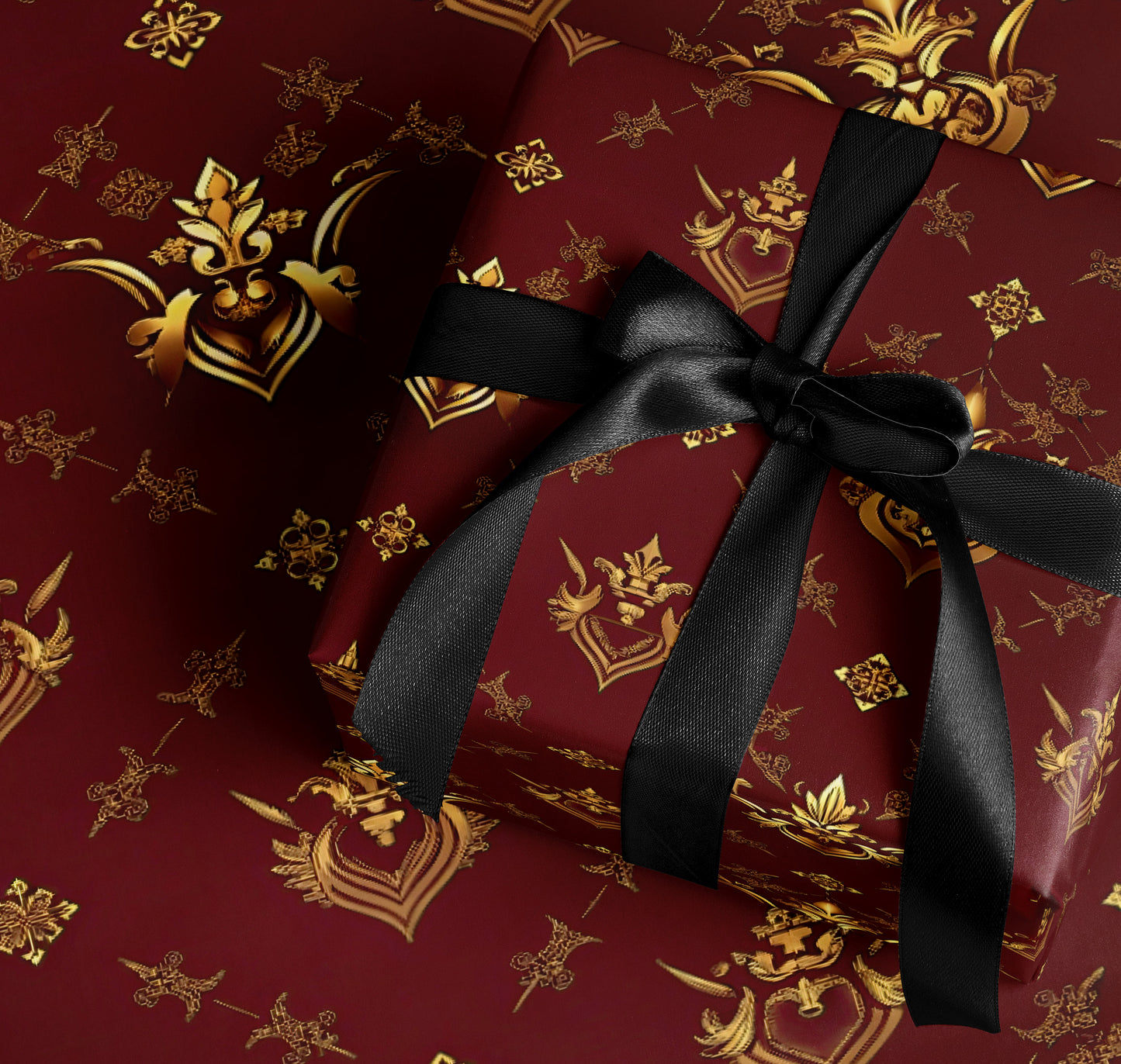 Elegant Regal Red and Gold Patterned Gift Wrap