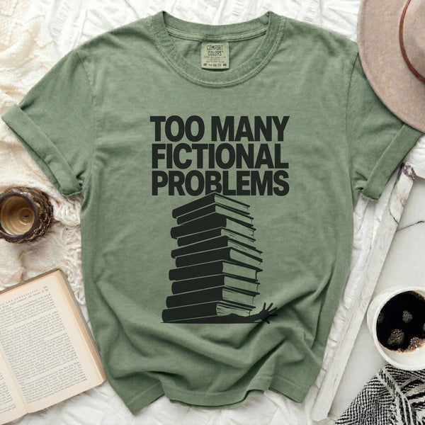 Fictional Problems Book Stack Tee in Moss