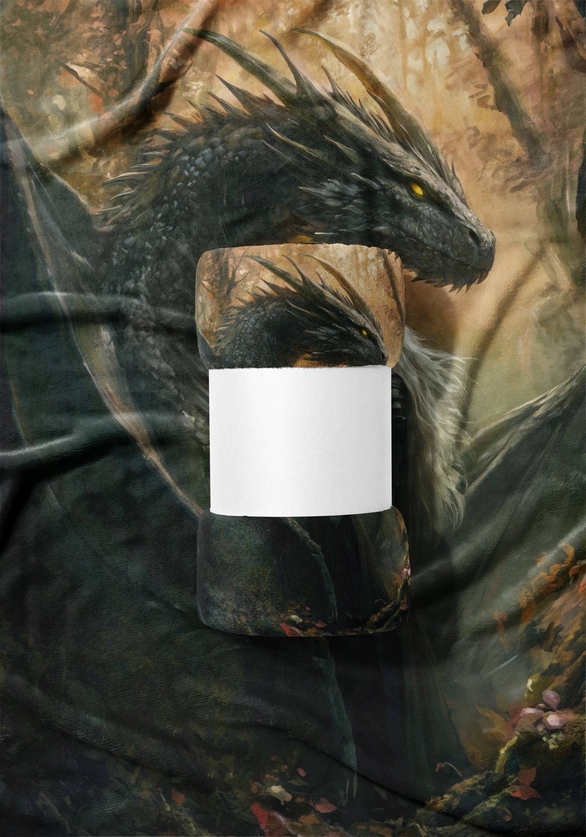 Mystical Dragon Art Blanket with Enchanting Forest Design